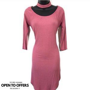 Long Sleeve Stretch Ribbed Bodycon Dress